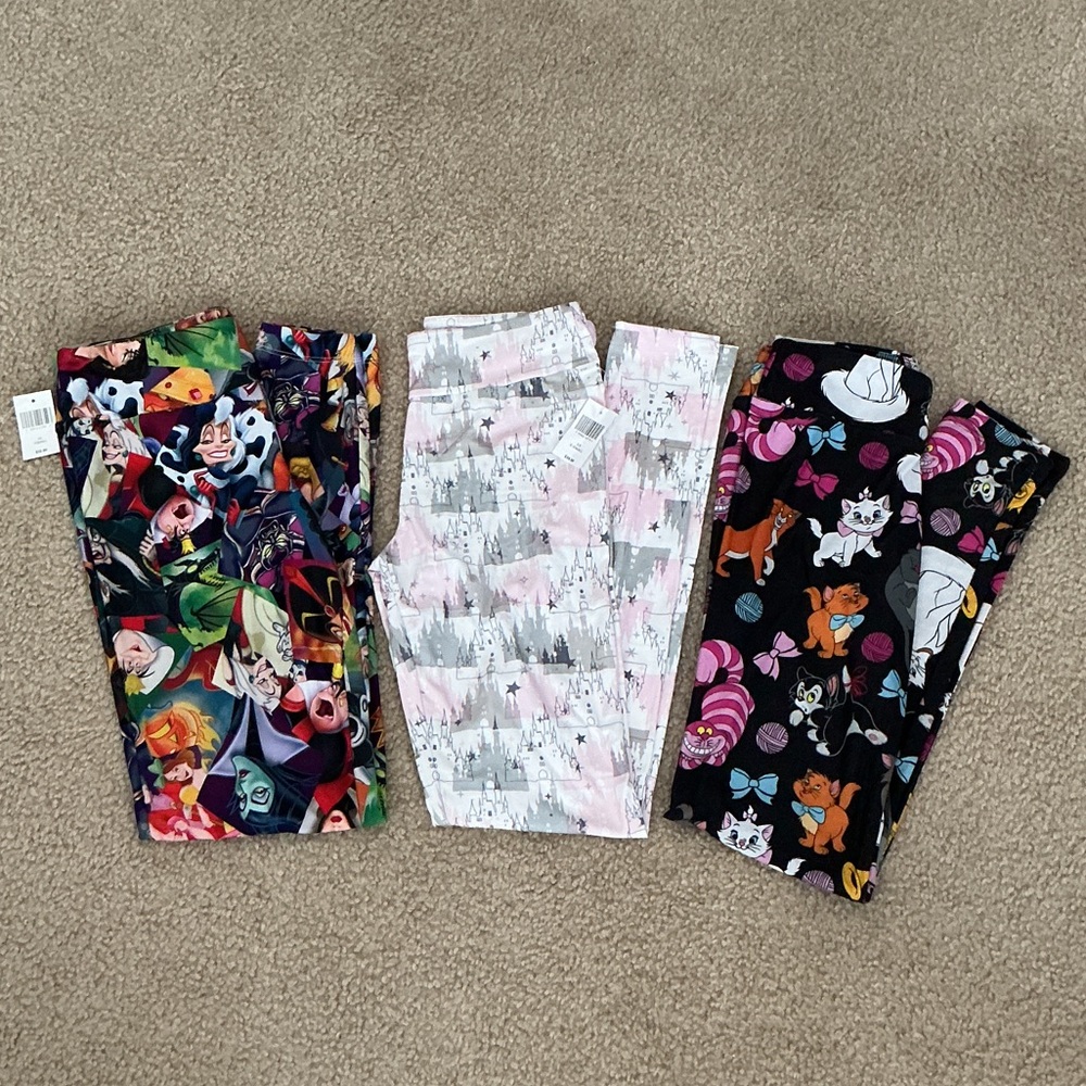 NWT Disney Women’s Leggings - Size XS - Villians, Castle, Aristocats Bundle